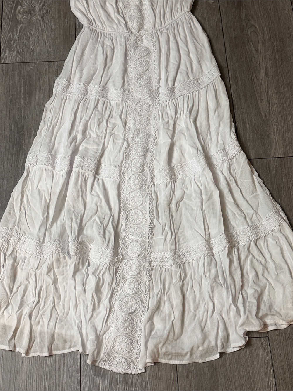 Strapless White Lace-Trim Maxi Dress - Picture 4 of 5